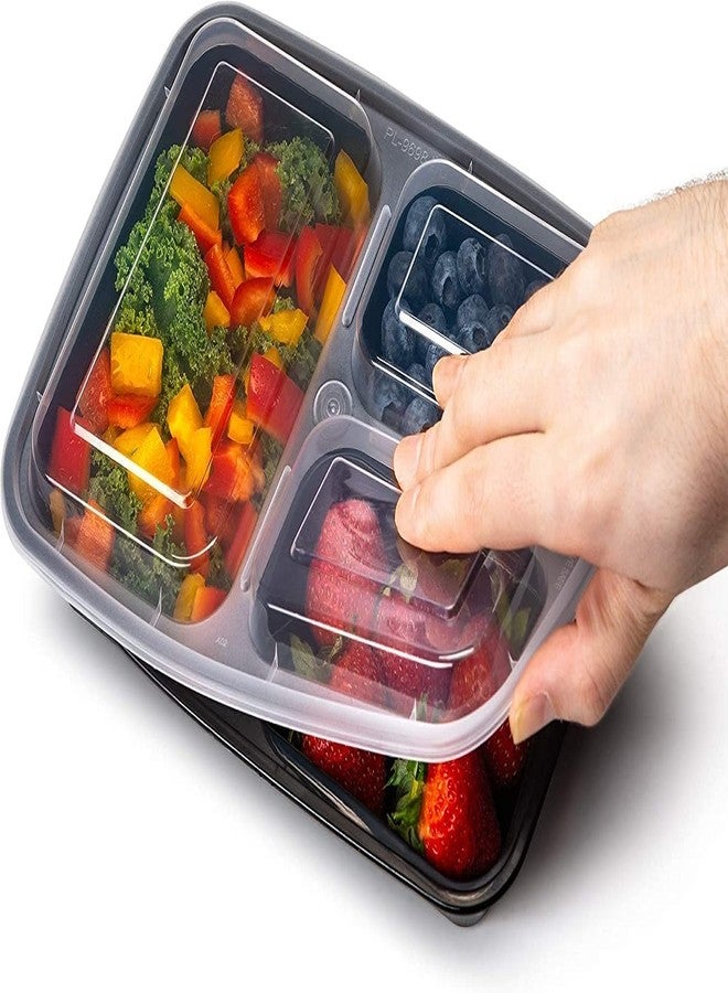 Bexter 20 Pack of 38 oz Meal Prep Takeout Containers (3 Compartment) 20 containers with 20 lids (40 pieces) - Image 5